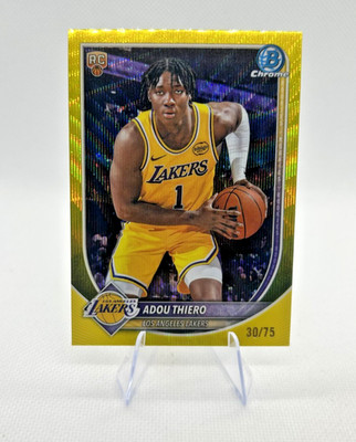Adou Thiero RC /75 - 2025-26 Bowman Chrome Yellow Wave Refractor #BCV36 - SP