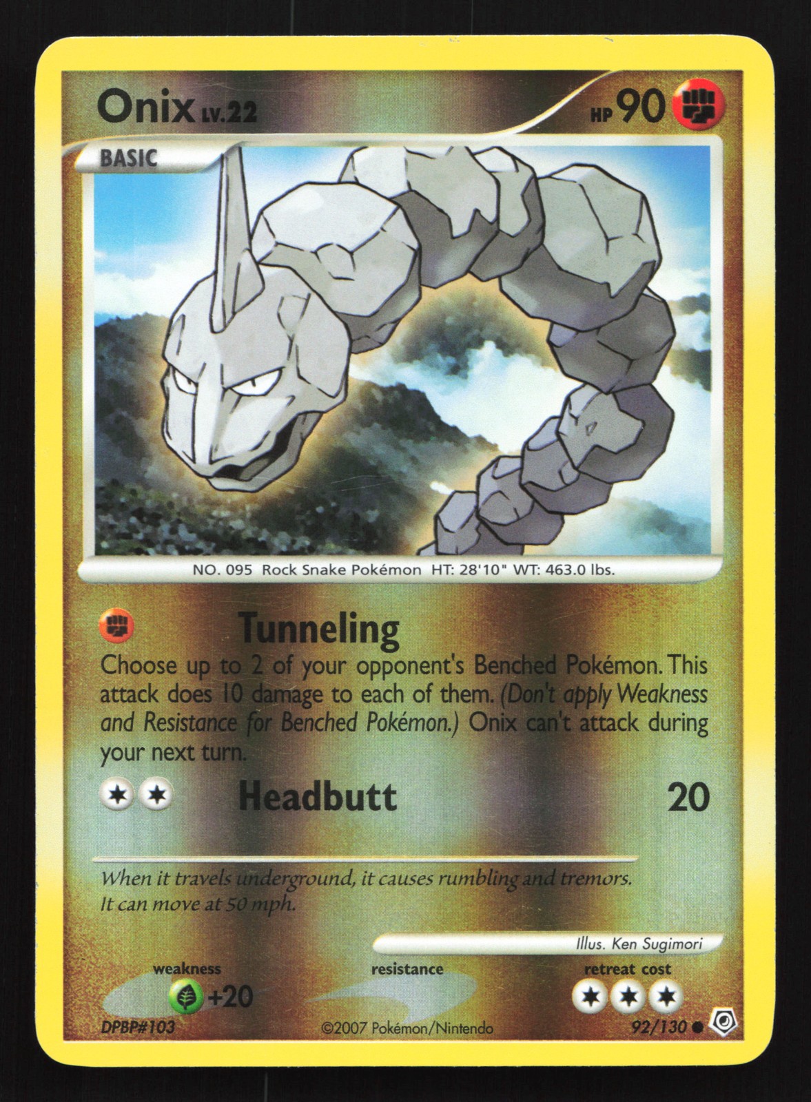 Onix 92/130 Diamond & Pearl Common Reverse Holo Pokemon Card