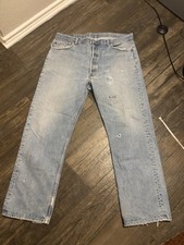 Vintage Levis 501 Jeans 1999 Mens Blue Straight Made USA Fits 38x30 distressed