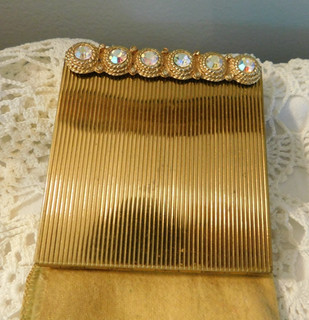 Volupte Vintage Aurora Borealis Rhinestone Powder Makeup Compact