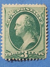 US Scott 147 Used 3c green George Washington,  With Glue