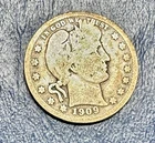 1909 Barber Quarter. 90% Silver. Good Condition. Charity Auction. ￼