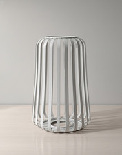 ELAMBIA Design Windlicht Weiß groß 20x20x30cm Deko Laterne Modern