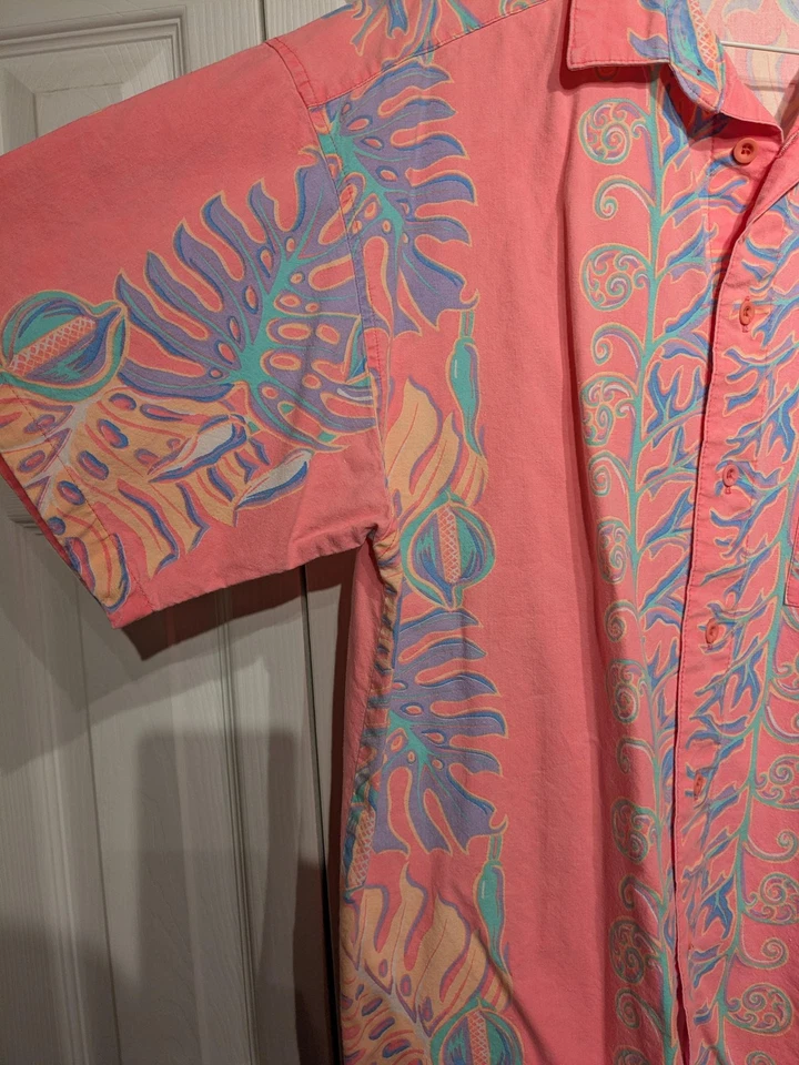 De colección. Camisa Hawaiana OP Ocean Pacific Para Hombres M Rosa Tropical Aloha Camp Coral EE. UU. Foto 2 de 4