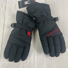 Spyder Mens S/M Ski Snow Gloves Black Insulated Waterproof Adjustable Straps New