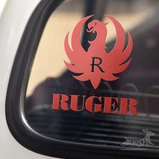 Ruger Logo Decal  Red Phoenix R Firearm Vinyl Sticker | Car Truck Window Toolbox