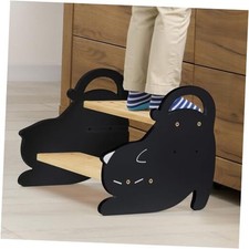 Two Step Stool for Kids - Non-Slip Toddler Potty Training Natural  Black