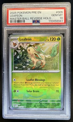 2025 Pokemon Prismatic Evolutions Leafeon Master Ball #005/131 PSA 10