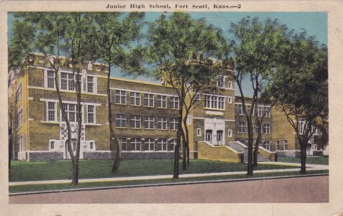 Junior High School Fort Scott Kansas KS Postcard