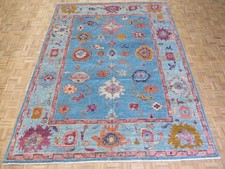 9 x 11'10 Hand Knotted Blue Turkish Oushak Oriental Rug G17099