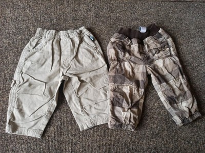 2 x Coole Hose Stoffhose Schlupfhose Gr. 74 Beige Kariert Dopodopo U. A. 