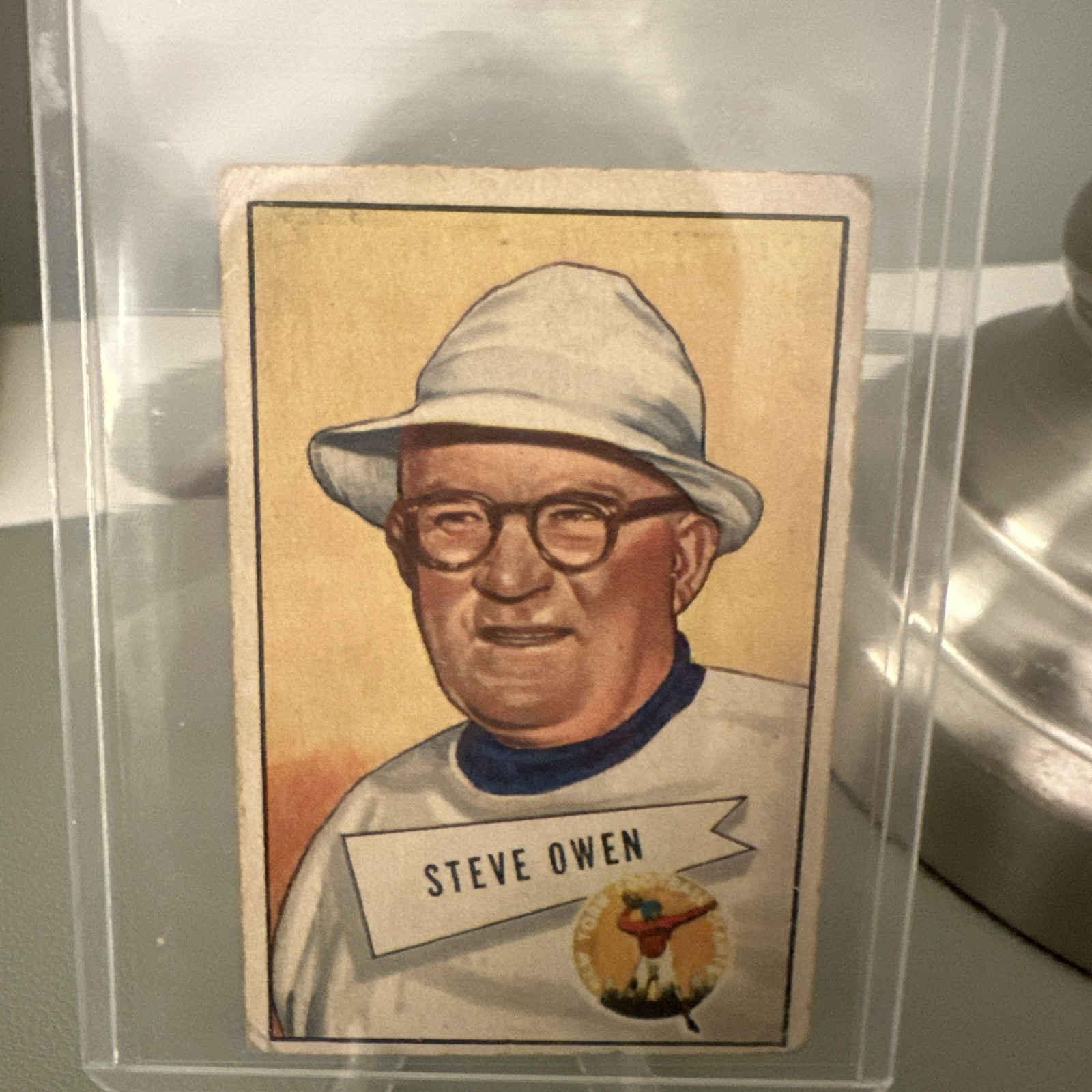 1952 Bowman Small #4 Steve Owen NY Giants NFL Vintage Football Card
