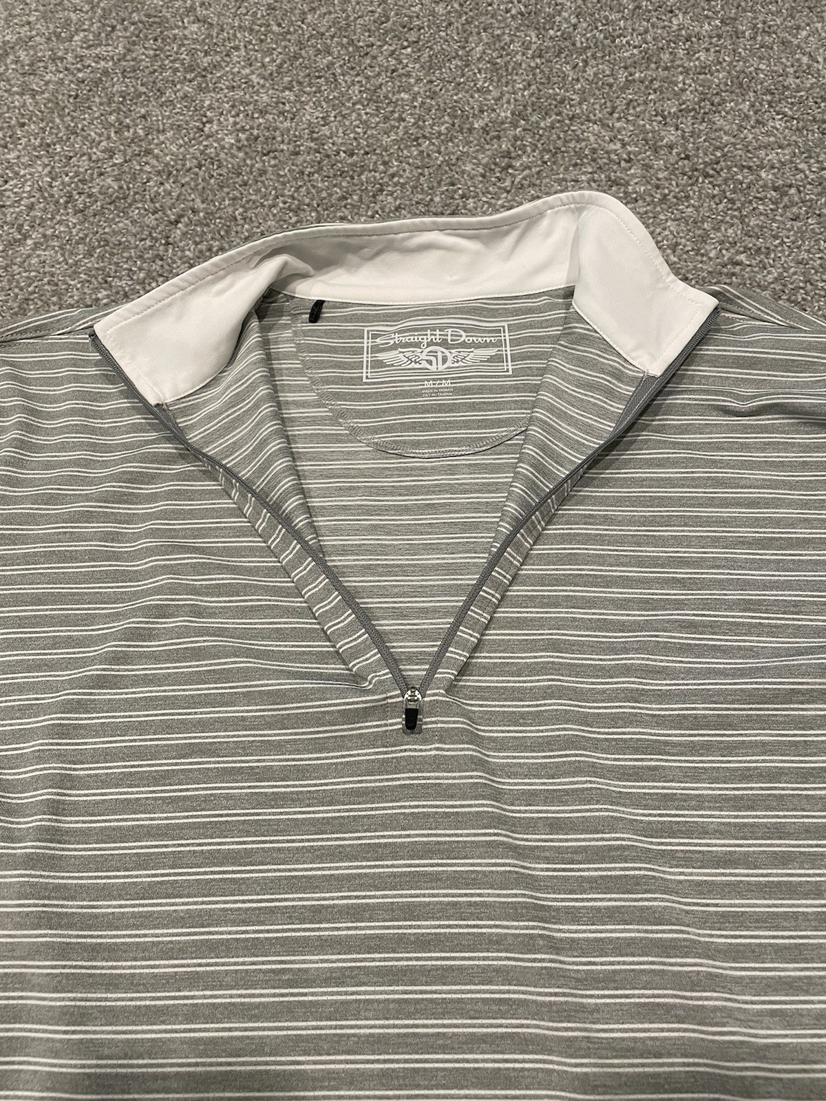 Straight Down Pullover Mens Size Medium Gray Stri… - image 4