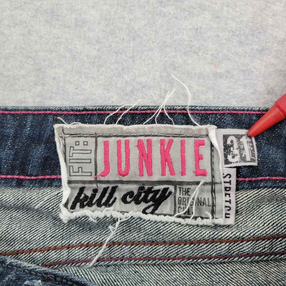 Pantalones de mezclilla rectos Kill City para mujer 31 azul corte junkie medida 34x32 Foto 4 de 4