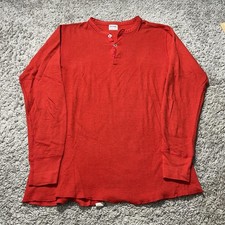 Vintage 80s Duofold Thermal Baselayer Red Henley Long Sleeve T-Shirt Medium