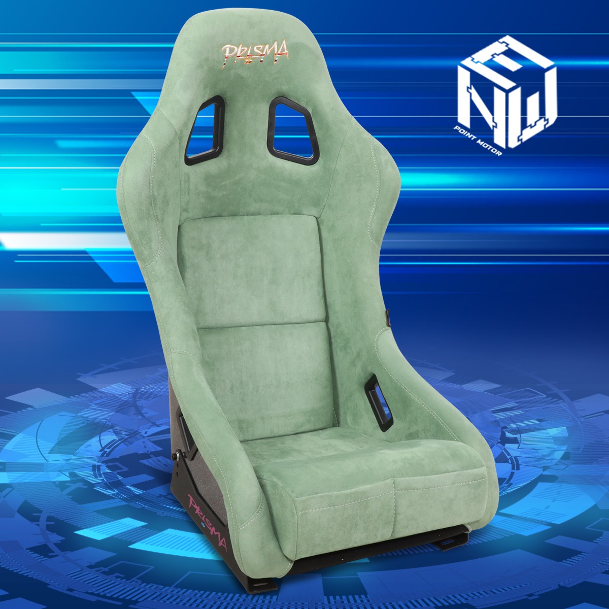 NRG Olive Vegan Micro Fiber Prisma Fixed Back Racing Bucket Seat Medium Size