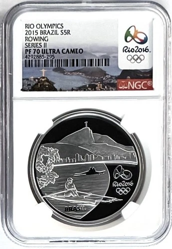 2015 BRAZIL PROOF SILVER RIO OLYMPICS SERIES II ROWING S5R NGC PF70