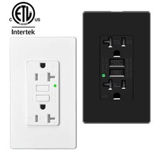 20A/125V GFCI Safety Outlet Self-Test w/ Wall Plate White/Black WR TR ETL Listed