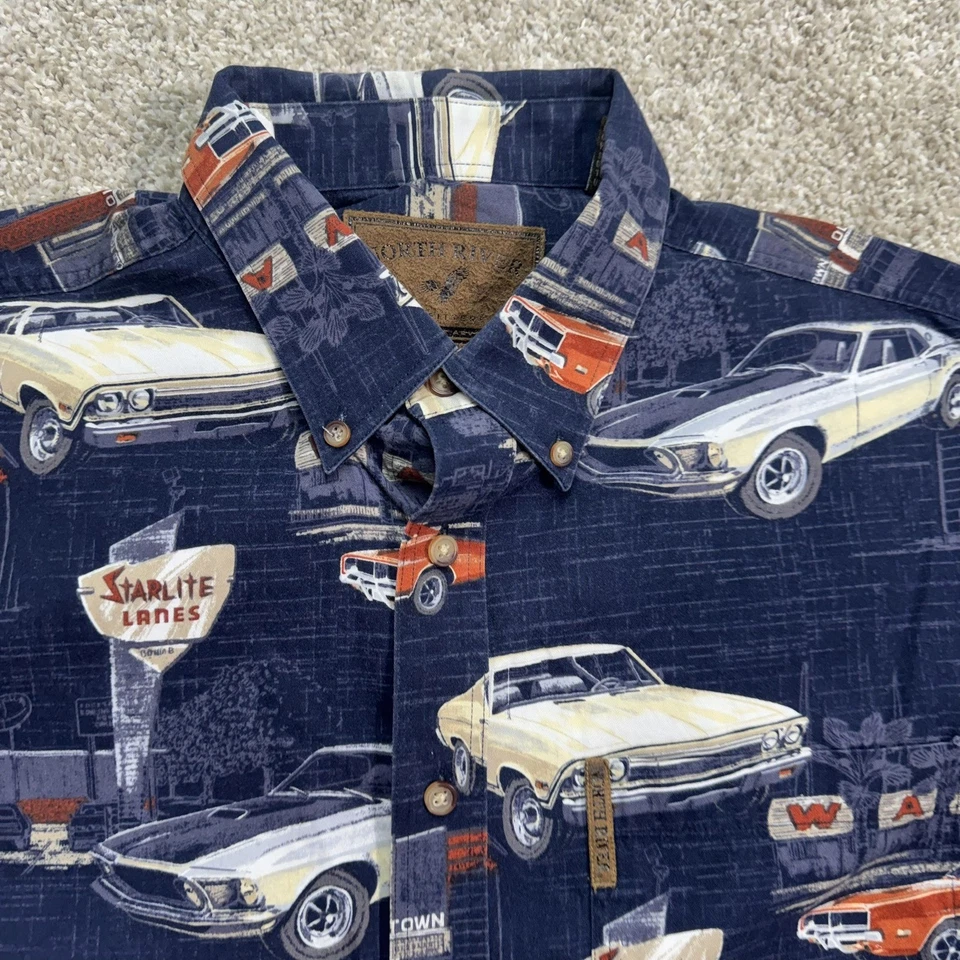 Рубашка на пуговицах мужская North River Outfitters L короткий рукав классические автомобили Starlite - Изображение 2 из 4