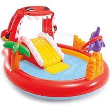 Inflatable Paddling Pool Slide Dino Fountain Play Kids Center Outdoor Garden
