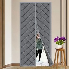 Rideau Isolant Thermique Magnétique 90x210cm Anti Froid Porte pour Balcon Gris