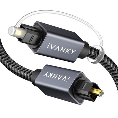 IVANKY Optical Audio Cable, 10ft Toslink Fiber Optic Cord, S/PDIF 10 ft, Grey 