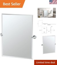 Rectangular Wall Mirror Chrome Frame Vintage Rustic Bathroom Bedroom Decor