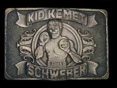 UB15165 VINTAGE 1970s **KID KEMET SCHWEBER** BOXING COMMEMORATIVE BELT BUCKLE