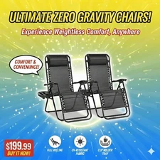 Zero Gravity Chair Set of 2 – Folding Patio & Camping Lounge Recliners
