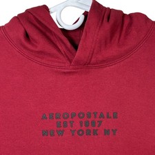 Aeropostale EST 1987 New York NY Red Hoodie Sweatshirt Men's Medium Pullover