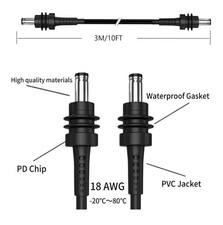Upgraded Starlink Mini Cable 9.8FT/3M Waterproof DC to DC Charging Cable dc-dc