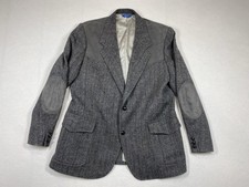 VTG Pendleton Western Blazer Men's 44 Gray Tweed Wool Jacket Coat Elbow Patches