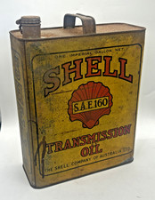 Ultra-Rare Vintage c.1930s Shell Transmission Oil 1 Imperial Gallon Tin