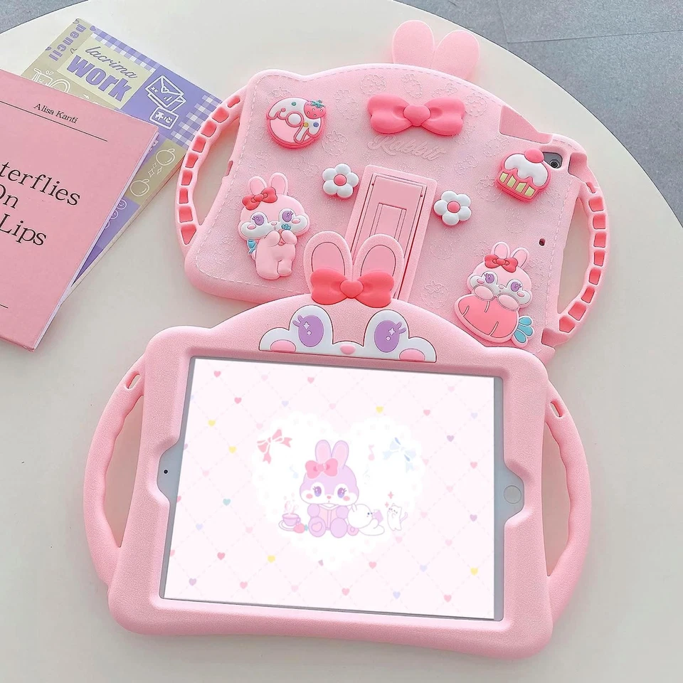 Linda Funda Conejo para iPad 9ª/8ª/7ª Generación Estuche 10.2 Pulgadas - Precioso Coche... Foto 4 de 4