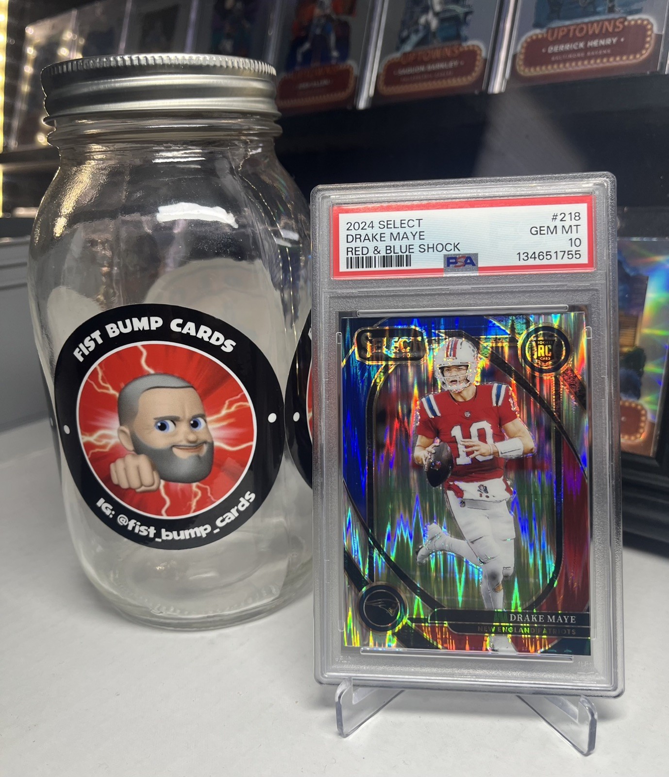 2024 Panini Select - Club Level Drake Maye #218 Red & Blue Shock (RC) PSA 10