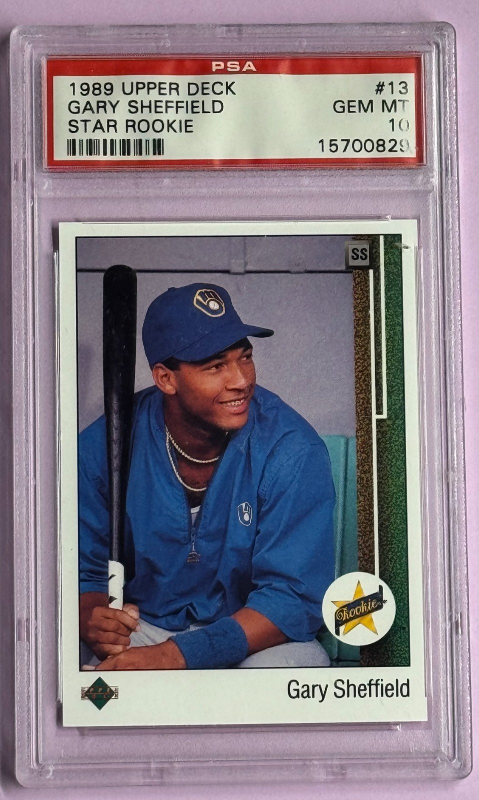 1989 Upper Deck - Gary Sheffield #13 Star Rookie (RC) PSA 10 Gem Mint view 2
