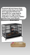 Oranland 48 in Steel Indestructible Dog Crate, Double Door w/ Wheels XL