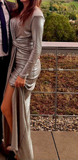 Damen Abendkleid Lumina lang silber Glitzer L...