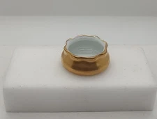 One Individual Austria Salt Cellars Gilded Porcelain w/Scalloped Edges.