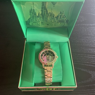 WICKED Movie Gold-tone Watch Elphaba Glinda Pink Green Stone Crystal Bezel 2024