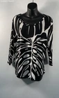 Tori Richard Women's Black White Monstera Tropical Long Sleeve Top Hawaii Sz S