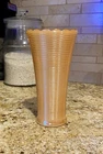 Vintage FIRE KING Anchor Hocking Peach Orange Lusterware Ribbed 7" Vase