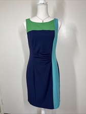 Vince Camuto Women’s Sz 6 Sleeveless Colorblock Blue Green Dress Colorblock