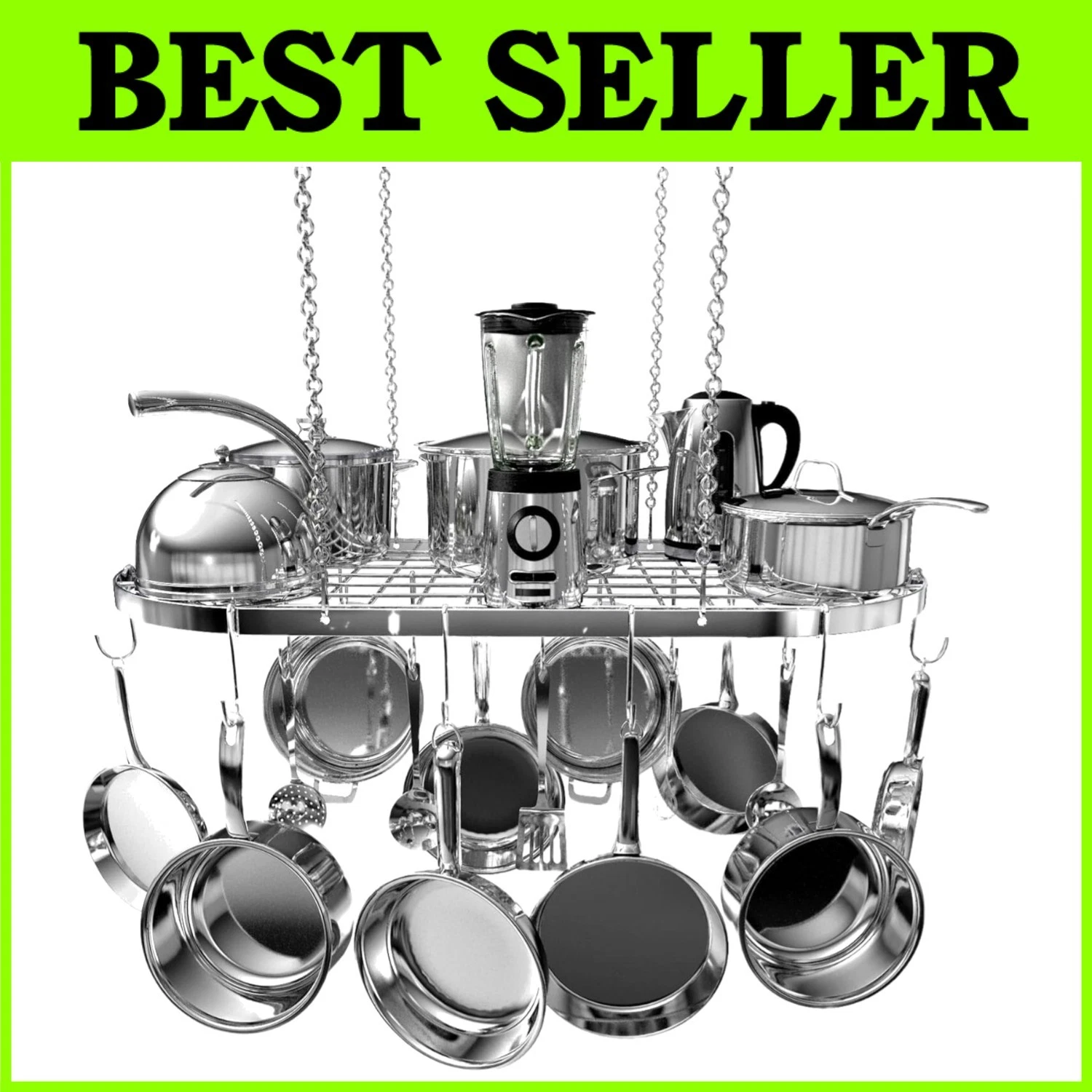 Hanging Pot Rack - Ceiling Mount Kitchen Organizer