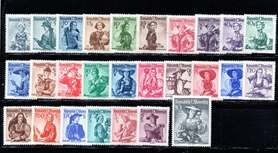 SELLOS DE AUSTRIA Nº 738A/754A TRAJES REGIONALES PERFECTA