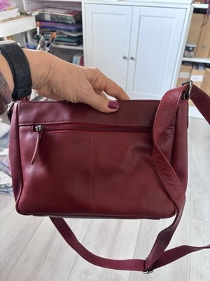 HILLBURY Ledertasche   wie neu, kaum genutzt Weinrot
