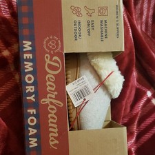 Brand New, Dearfoam Oatmeal Heather Memory Foam Slippers, size Small- 5-6 