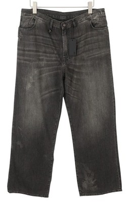 R13 Damon Plissee 28 Damen Jeans Ellery Black Whiskers Faded Relaxed *
