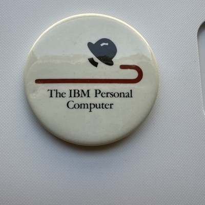 The IBM Personal Computer  Charlie Chaplin Hat Cane Pinback Button pin 2 3/8''