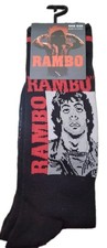Rambo Crew Socks Men's Size 7-12 Black Graphic Print Novelty Movie Stallone